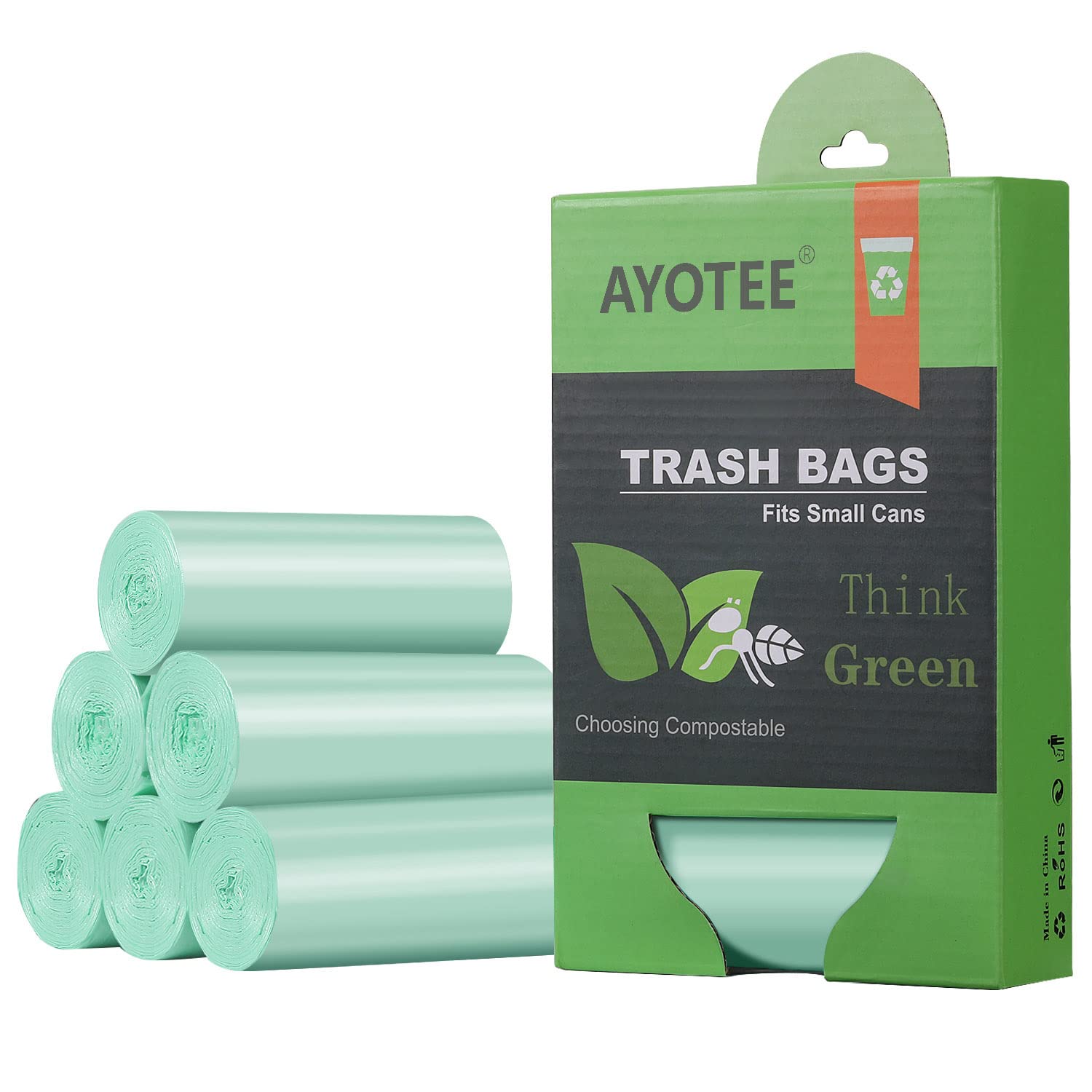 1.2 Gallon Small Trash Bags Garbage Bags, AYOTEE Mini Compostable Strong  Bathroo 