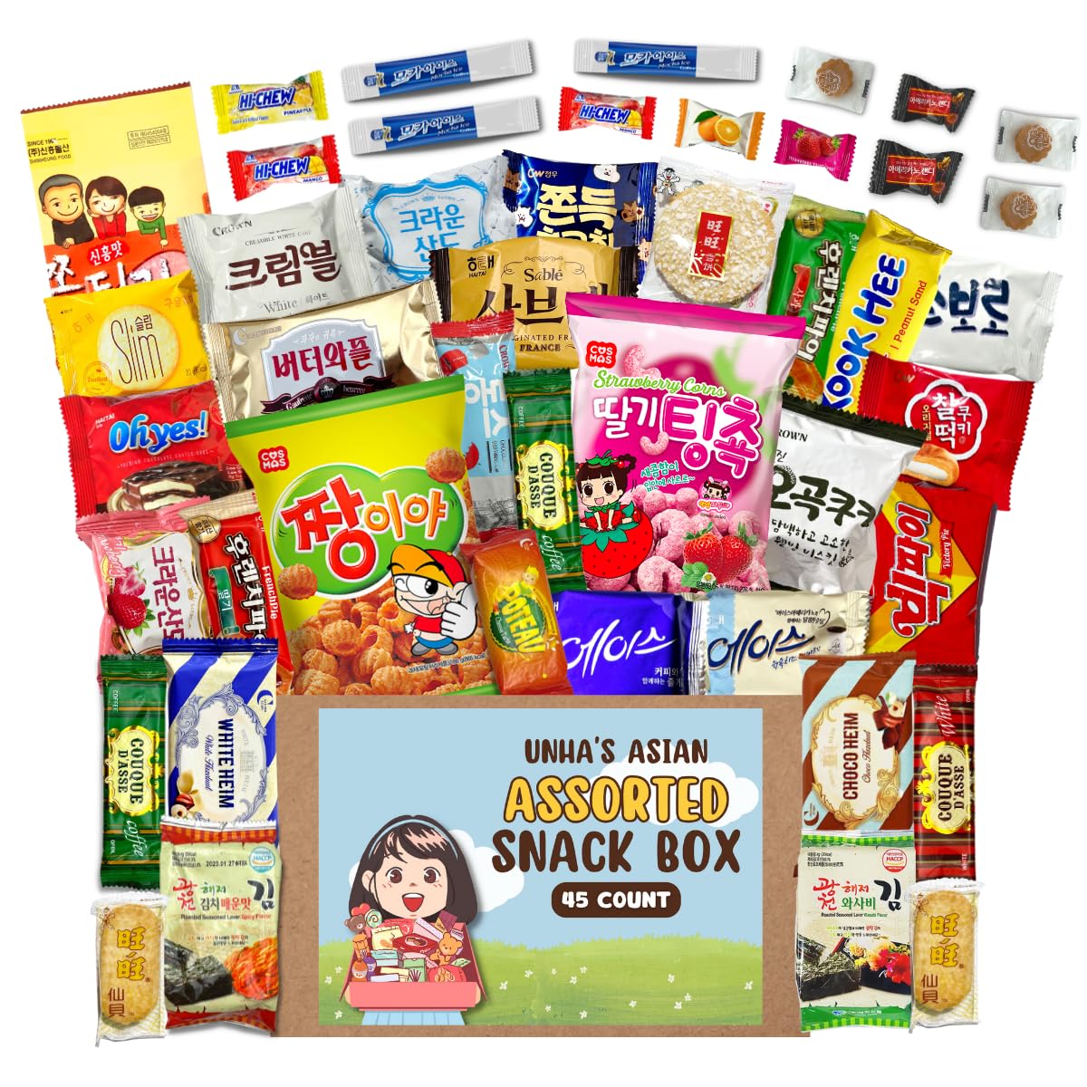 Korean Snack Box Variety Pack - 46 Count Snacks Individual Wrapped Gift  Care Package Bundle Sampler Tiktok Asian Challenge Assortment Mix Candy  Chips