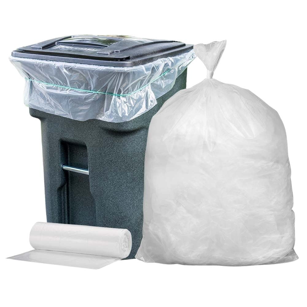 Plasticplace 64 Gallon Toter Compatible Trash Bags 1.5 Mil Clear 50 / Case - W65LDCTL