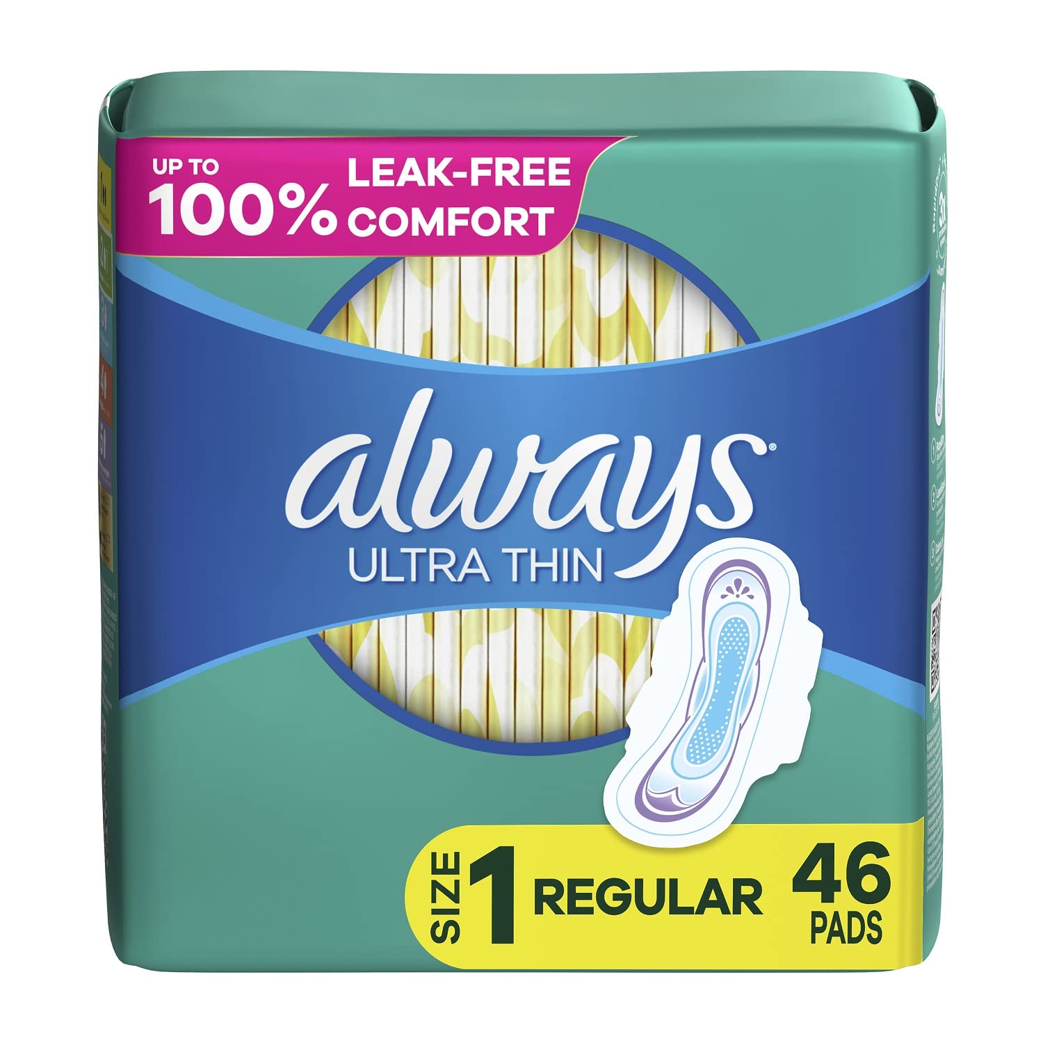 Always Ultra Thin, Feminine Pads For Women, Size 1 Regular Absorbency, With  Wing 