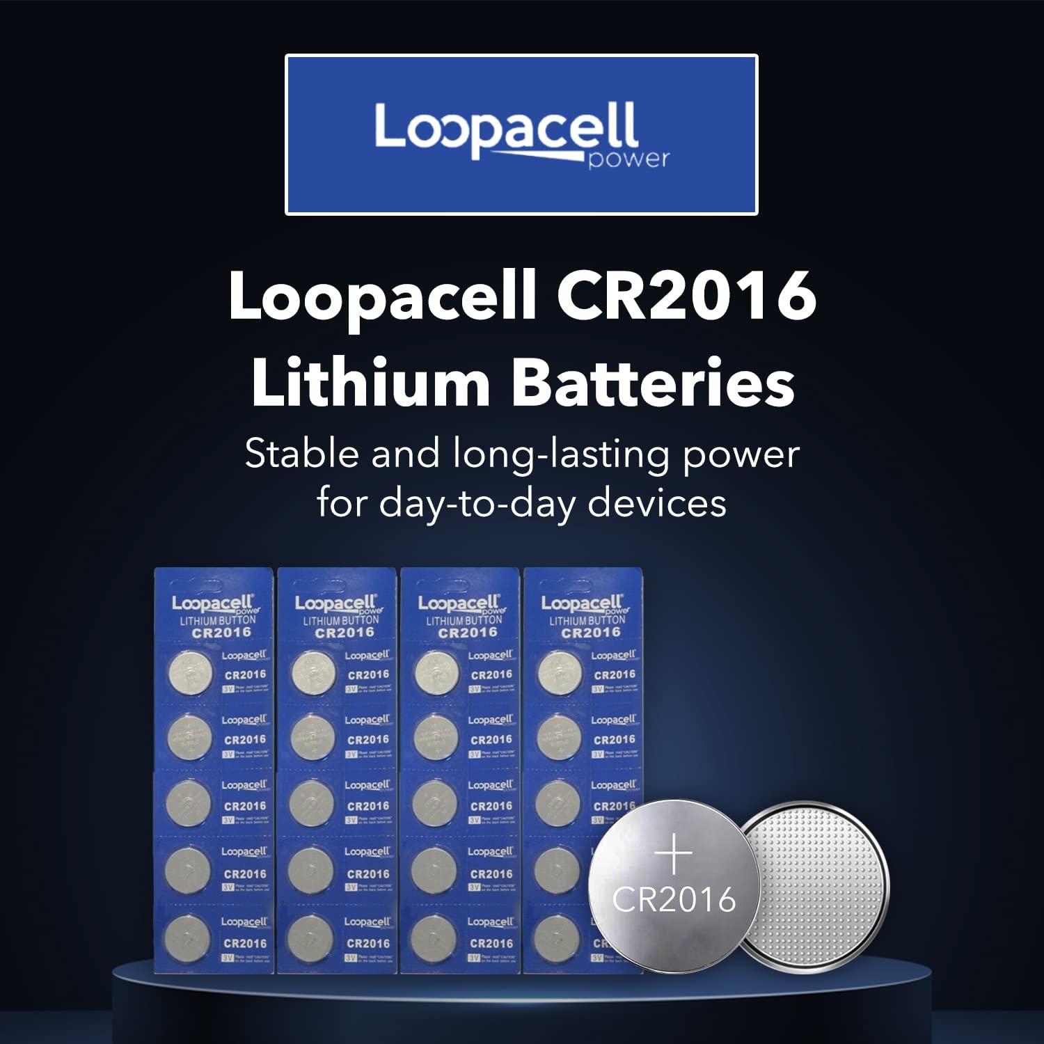 LOOPACELL CR2016 3V Lithium Battery - Long Lasting Coin Cell Battery -  Button Ba 