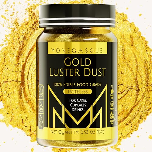 Gold Luster Dust Edible Glitter for Drinks & Desserts 15G â€“ Edible Gold  Dust f 