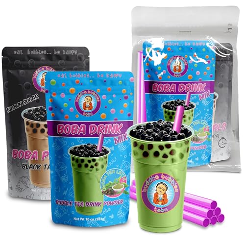 Green Tea Latte Matcha Boba Tea Kit / Gift Box Includes Tea Powder, Tapioca  Pear 