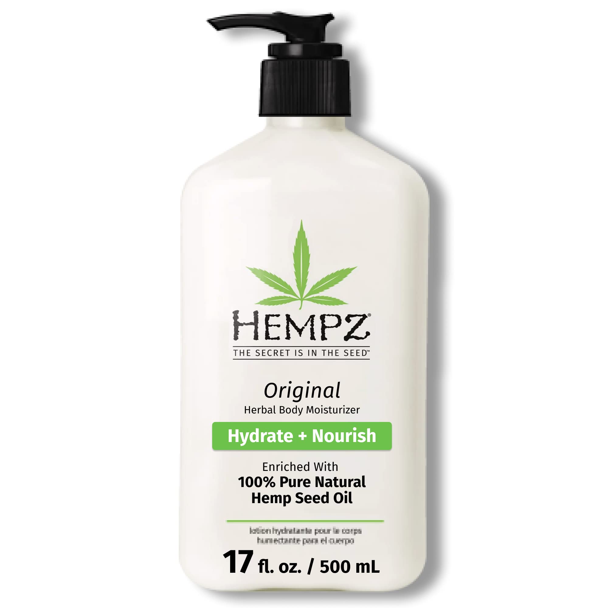 Hempz Pure Herbal Extract:Original Herbal Body Moisturizer, Hydrate + nourish,Enriched with 100% Natural Hemp Seed Oil,Herbal Body Moisturizer,17 fl