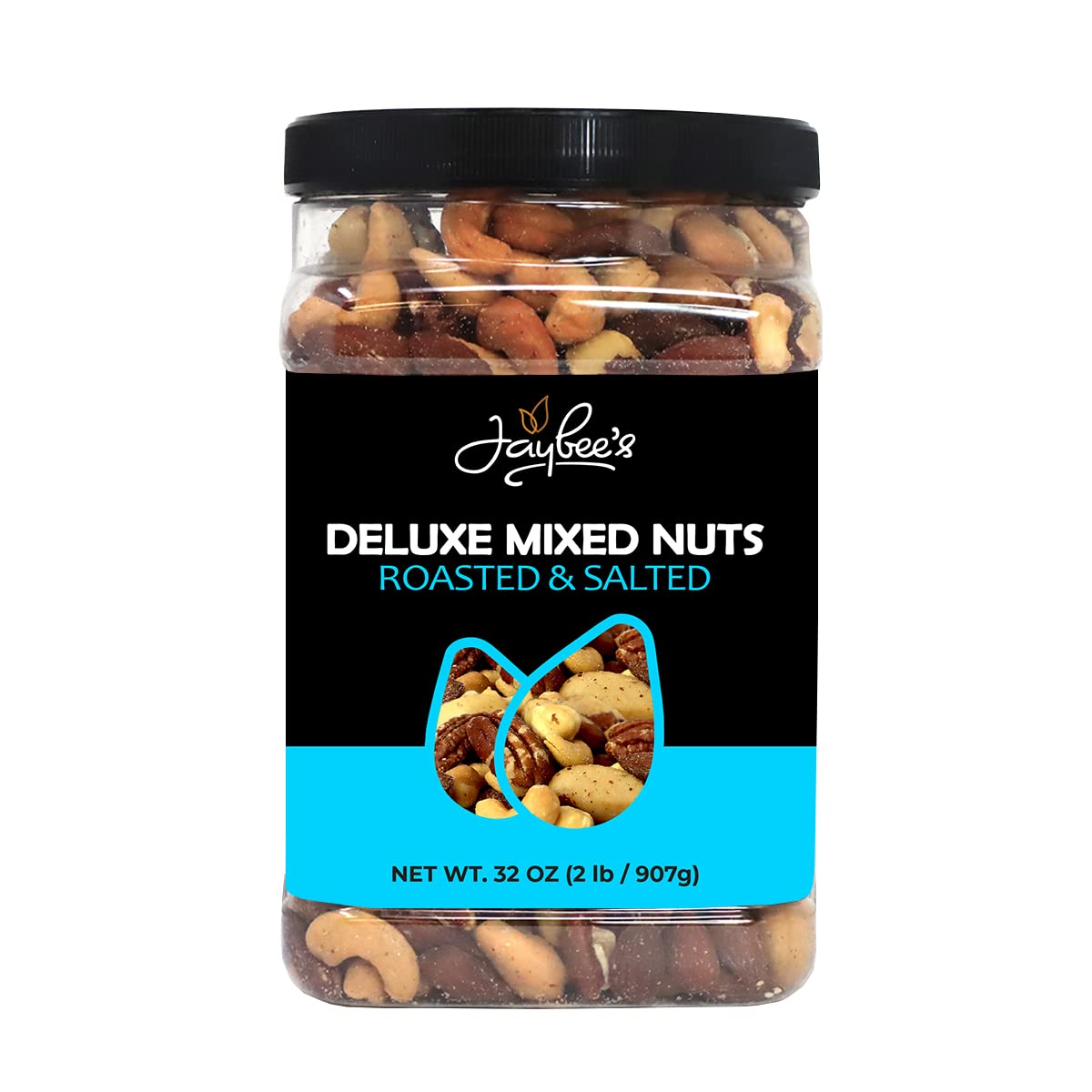 Deluxe Mixed Gourmet Nuts Roasted & Salted - 32 oz Reusable Container | Cashews, Almonds, Brazil Nuts, Pecans, Filberts | Healthy Variety Snack Mix 