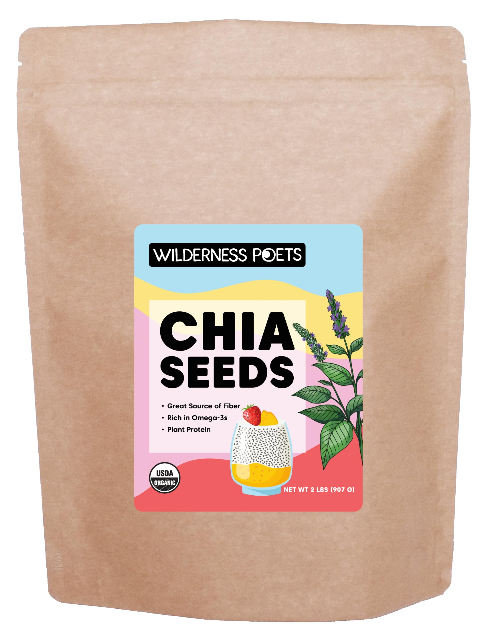 Wilderness Poets Organic Black Chia Seeds - Bulk Chia - (32 Ounce - 2  Pound) 2.00 Pound (Pack of 1)
