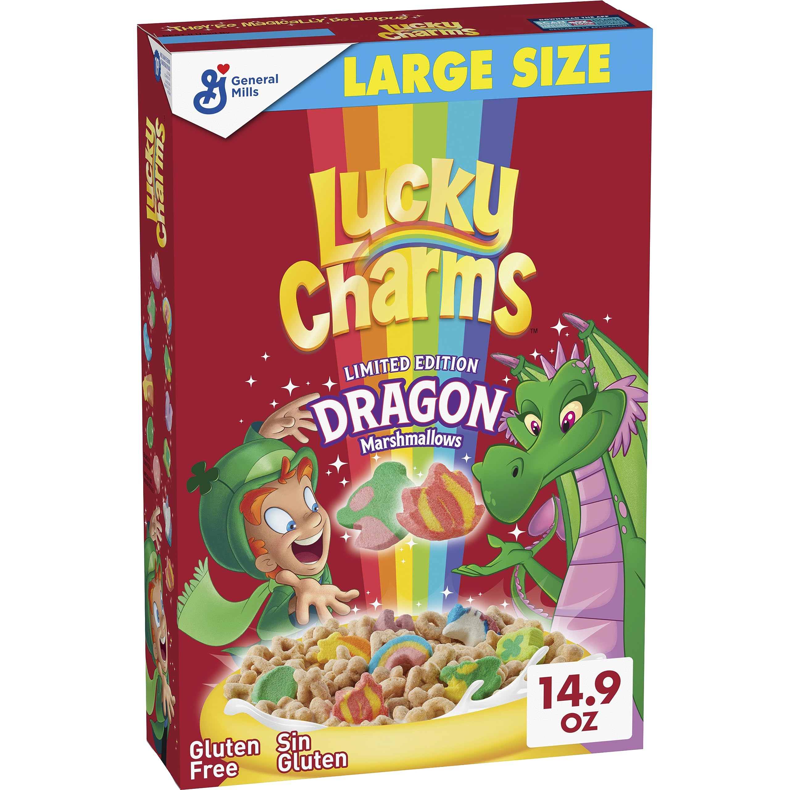 Lucky Charms Gluten Free Cereal with Marshmallows, Kids Breakfast