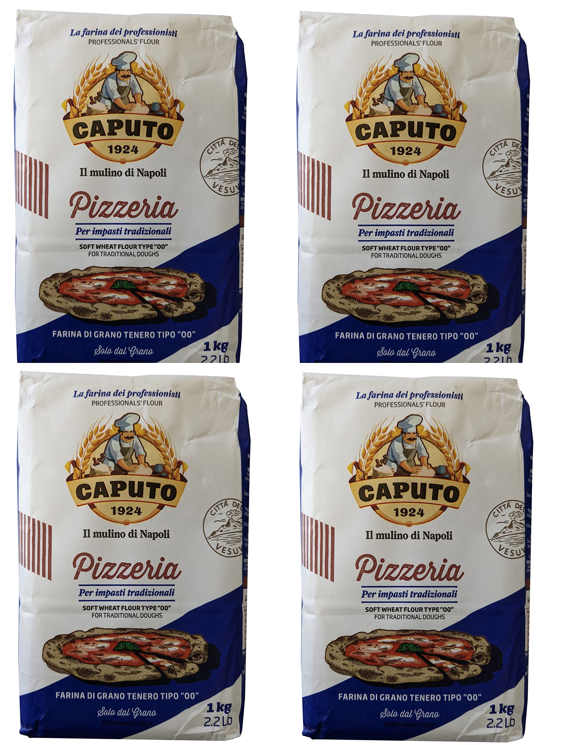 Mulino Caputo 00 Pizzeria Flour - 1-kilo bag (Pack of 4) 