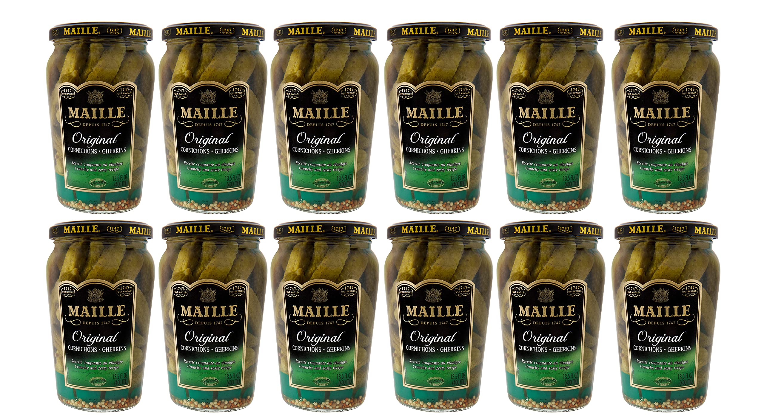 Maille Original Cornichons Gherkins Pickles, 13.5 fl oz Jar