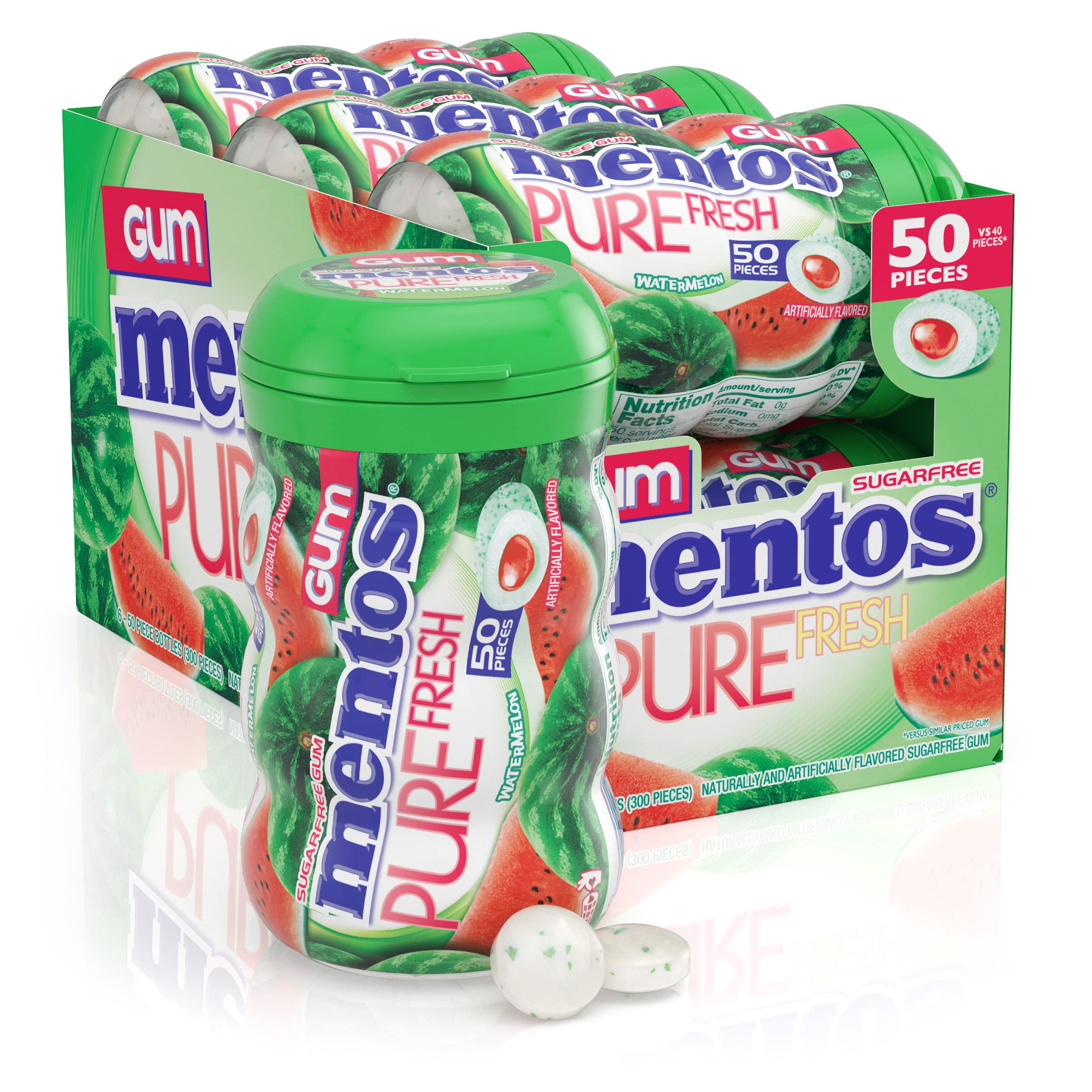 Mentos Pure White Sugar-Free Chewing Gum With Xylitol, Sweet Mint, Bulk,  50Piece Bottle (Pack Of 6)